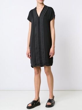 Vince black mini dress with white embroidery